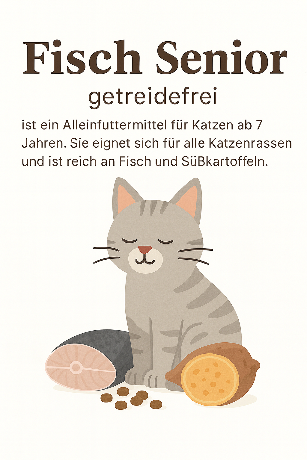 🐱 Fisch-Trockenfutter ohne Getreide für Senioren-Katzen